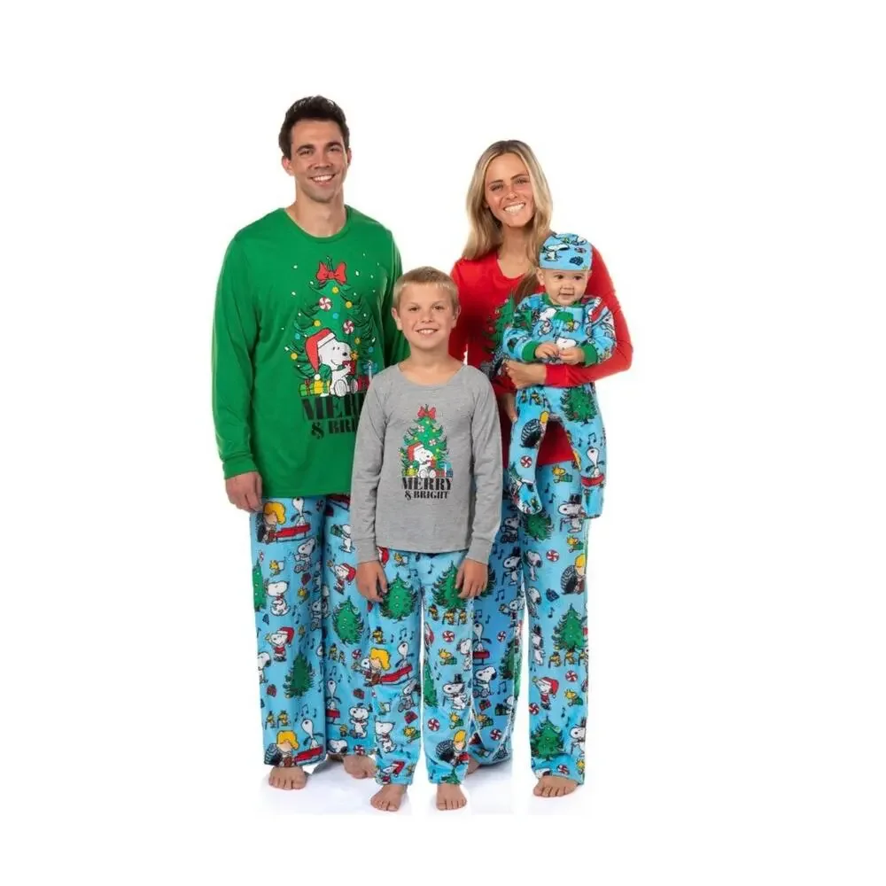NEW! L/12Peanuts Snoopy Christmas Family Matching Pajama Set